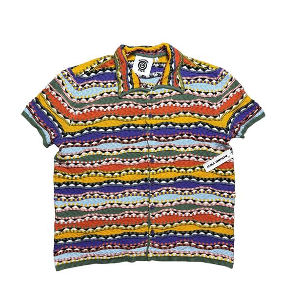 Round Two Other - NWT Round 2 Multicolor Stretchy Knitted Polo - Sz. Large
